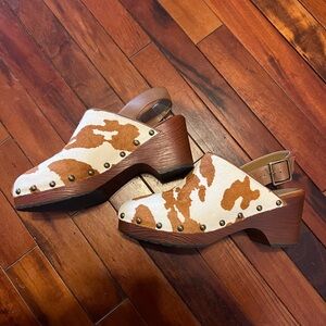 Cow Print Slingback Clogs
